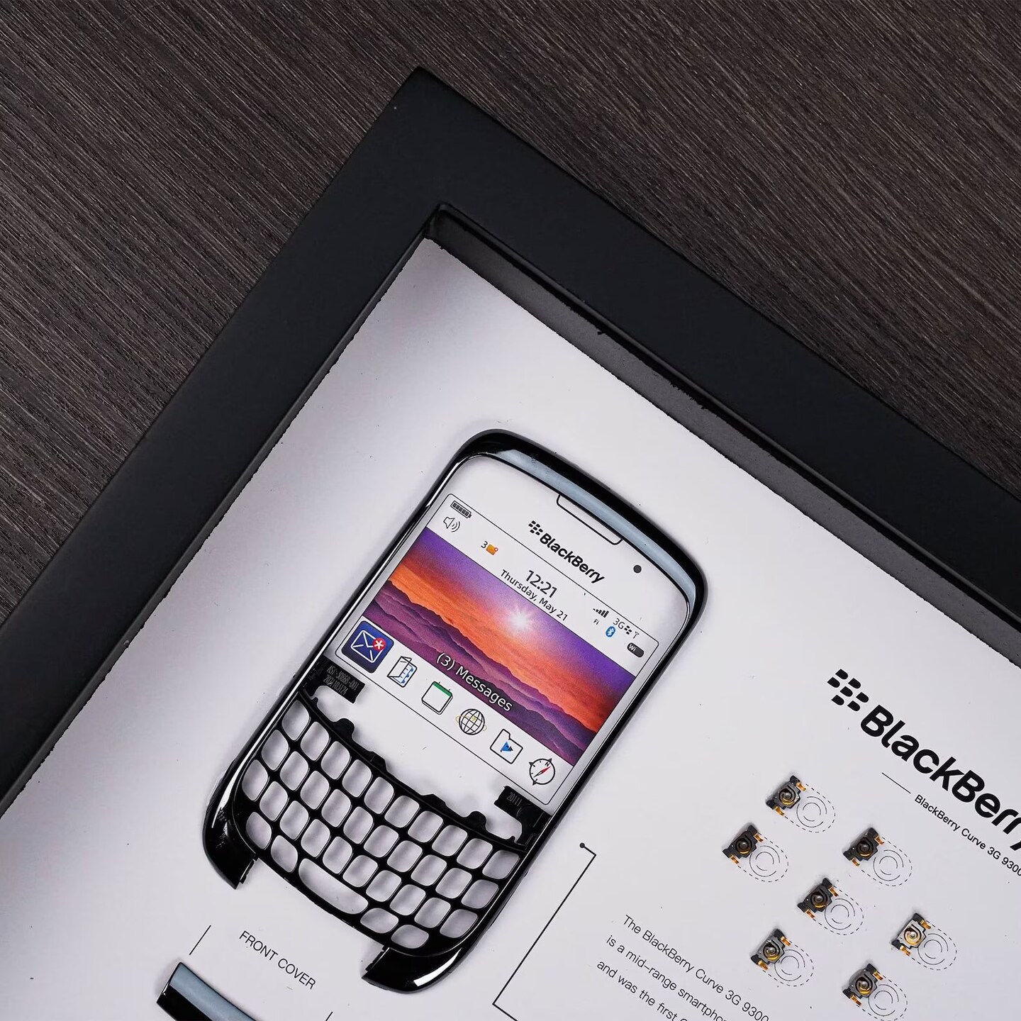 Frame Blackberry Curve 9300 Disassembled Phone Teardown Artwork