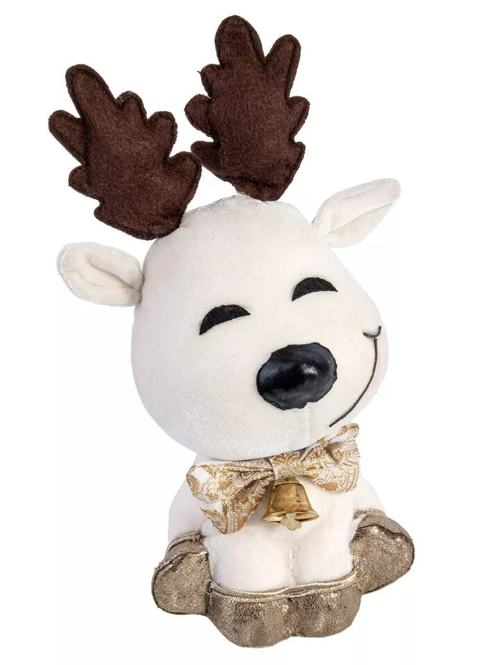 10" White & Gold Deer Christmas Decoration Figurine, Christmas Figure
