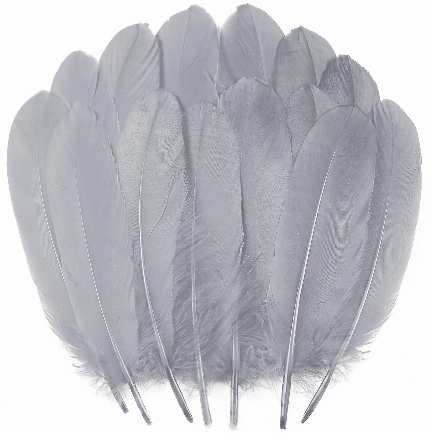 Ballinger Gray Craft Feathers Bulk - 120Pcs 6-8inch Big Feathers for DIY Halloween Decorations, Jewelry,Cosplay and Clothing Accessories