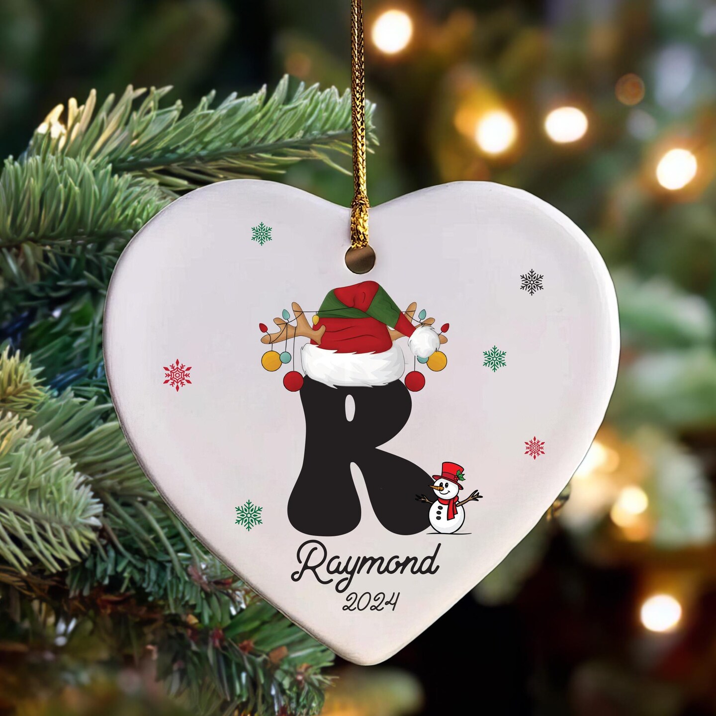 Personalized Christmas Letter Name Ornament, Monogram ornament 2024