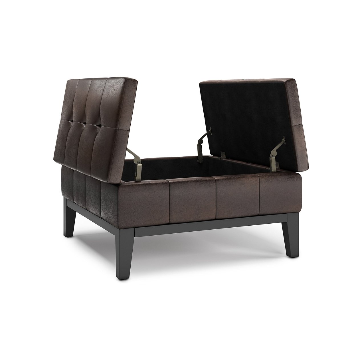 Simplihome Dover 36" Square Coffee Table Lift Top Storage Ottoman Footrest Stool