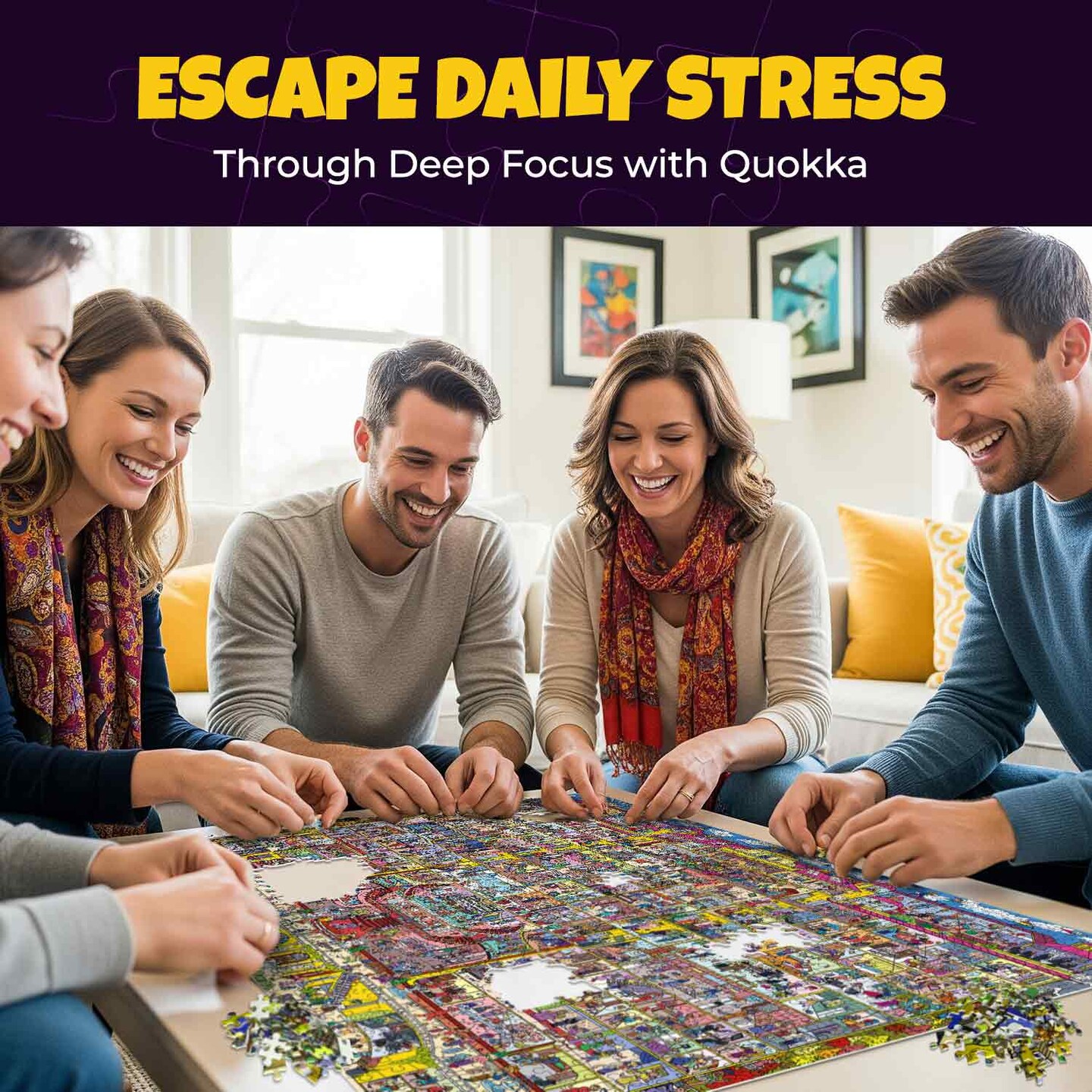 QUOKKA 1000 Piece Puzzle for Adults and Teens &#x2013; Hotel Wildeluxe Adult Jigsaw Puzzles with Hidden Secrets &#x26; Audio Story