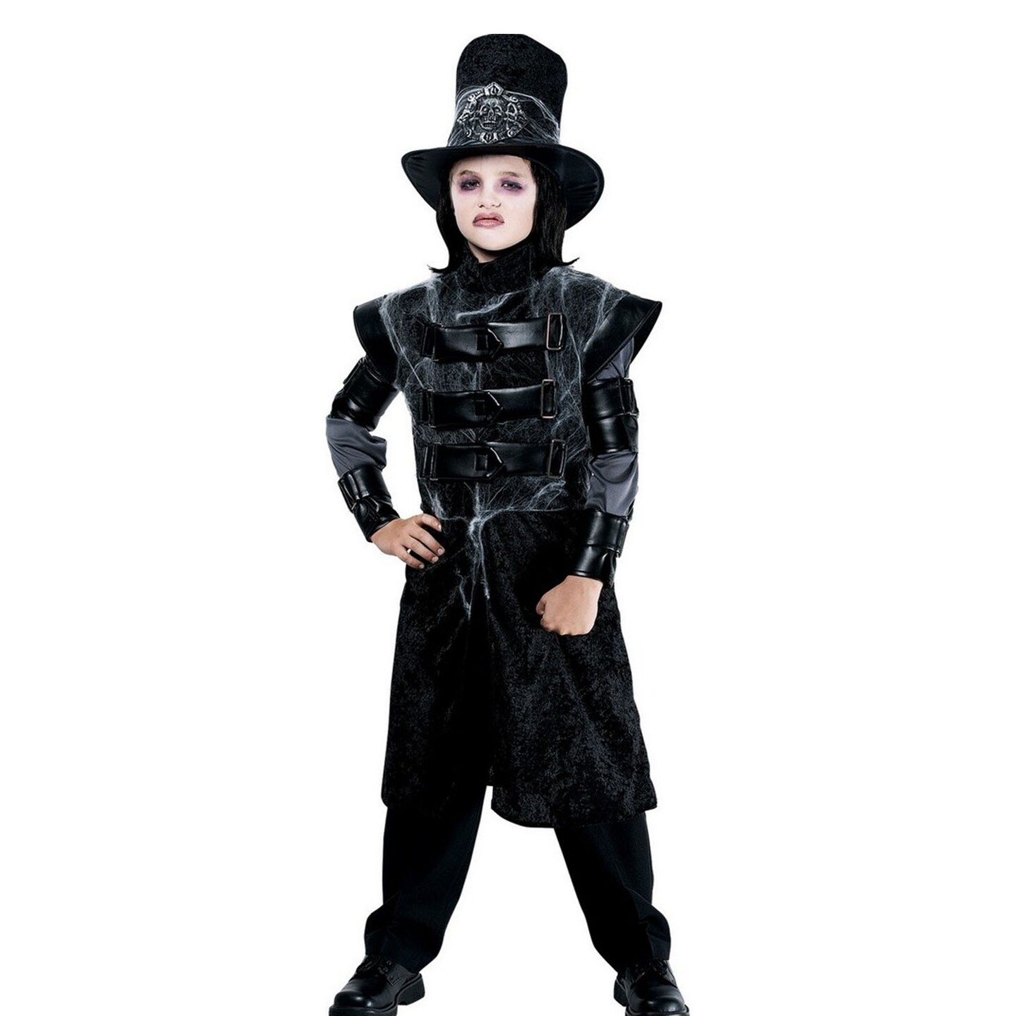 Boys Undead Stalker Costume Halloween Long Sleeve Overcoat Tall Hat