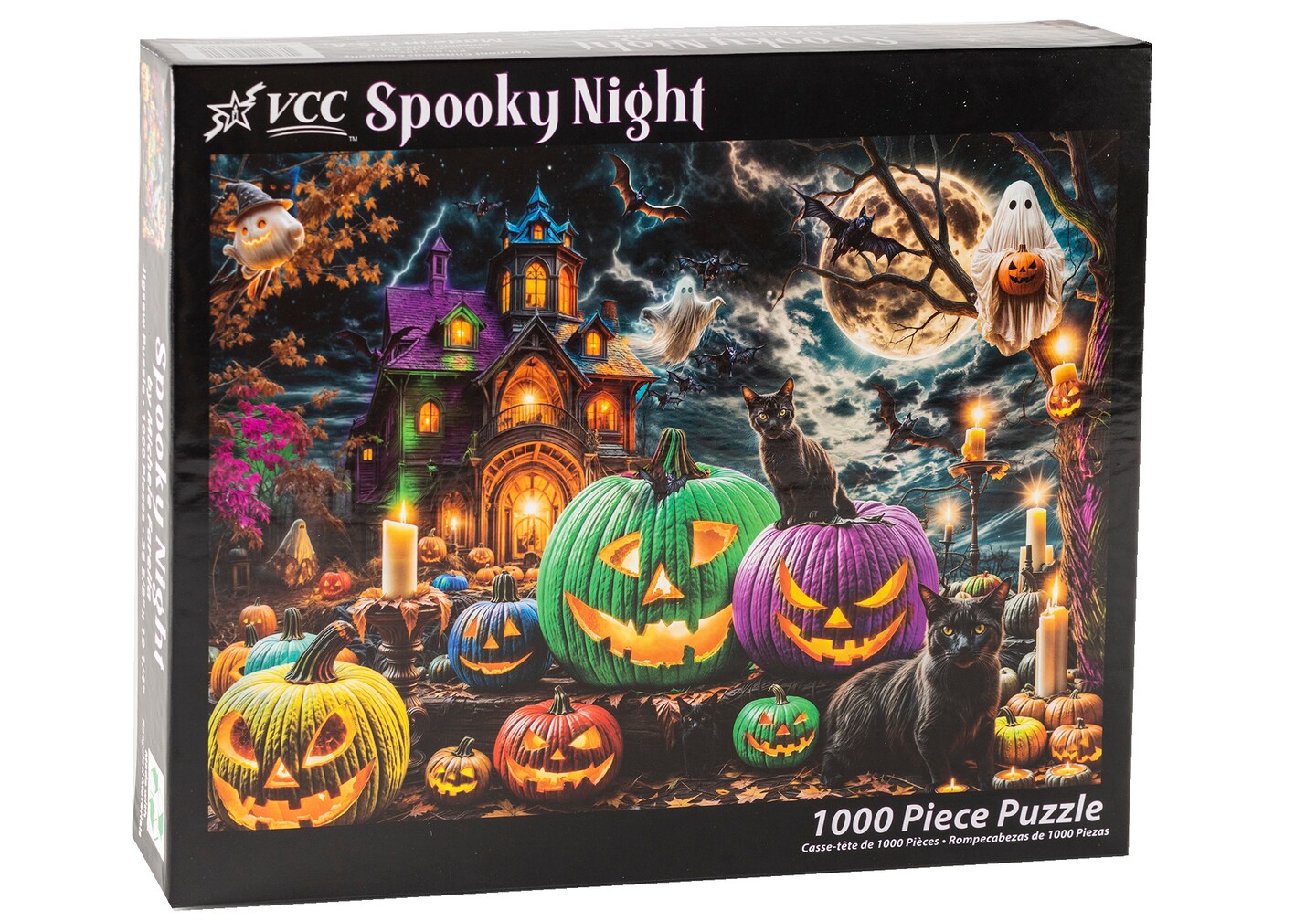 Halloween Puzzle 1000 Pieces for Adults &#x2013; Gothic Puzzle with Haunted Houses, Ghosts, Pumpkins, Black Cats &#x2013; Halloween Jigsaw Puzzles - &#x27;Spooky Night&#x27;