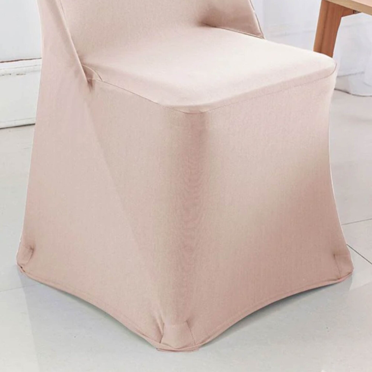 1 Piece Blush Pink or Rose Gold Stretch Spandex Chair Cover for Elegant Folding Seating