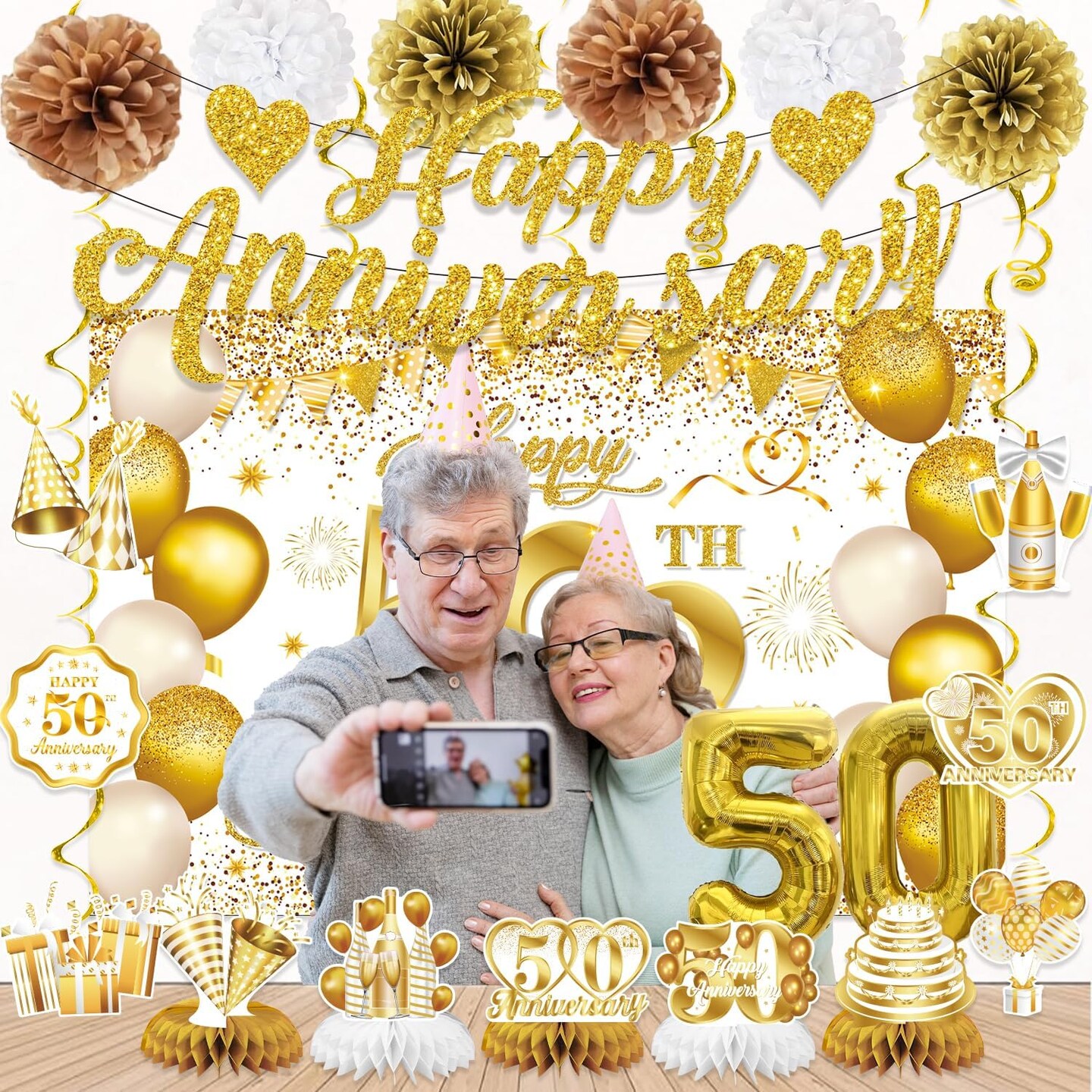 50th Wedding Anniversary Decorations - Happy 50th Anniversary Banner