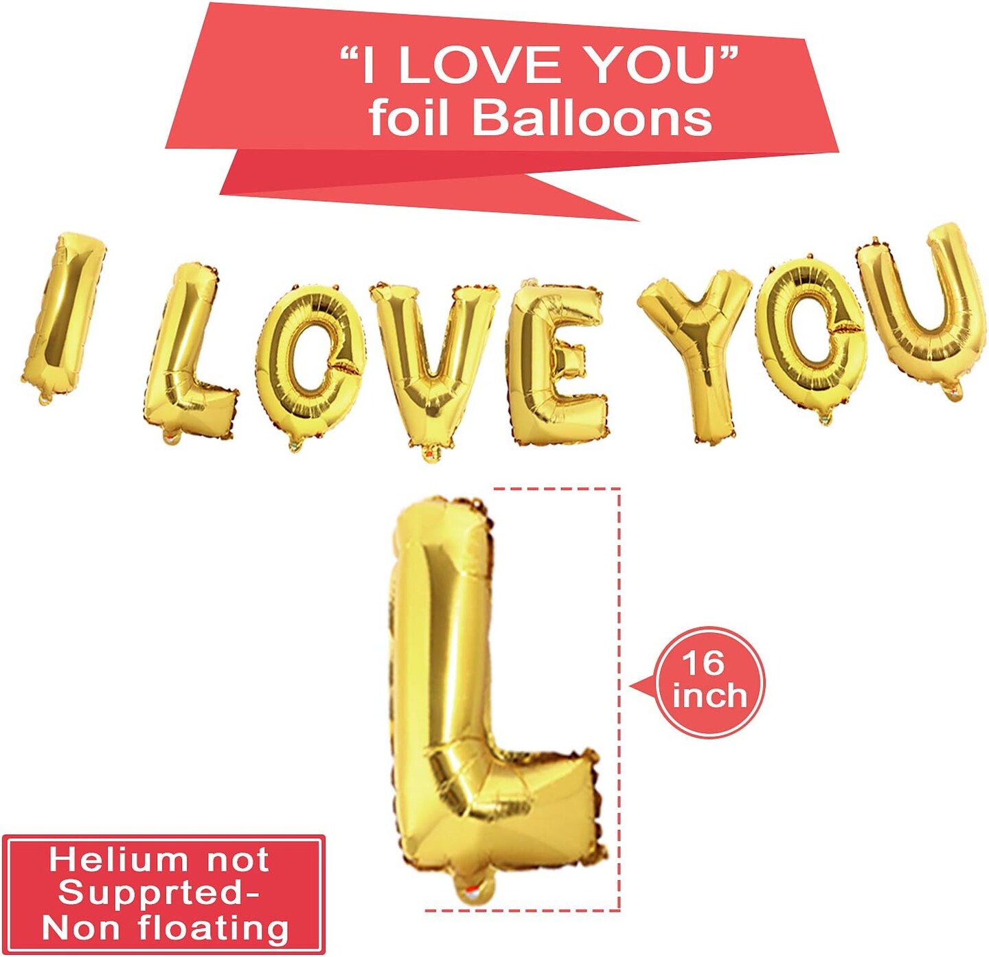 40 Pack I Love You Balloons and Heart Balloons Kit with 1000 Pcs Dark-Red Silk Rose