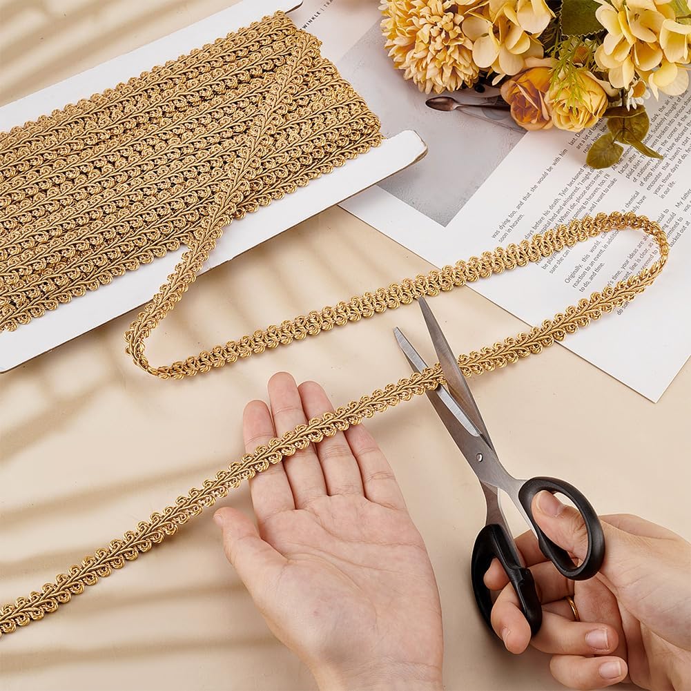 15 Yards Golden Gimp Braid Trim 13mm Gold Polyester (Golden) 0.51"W