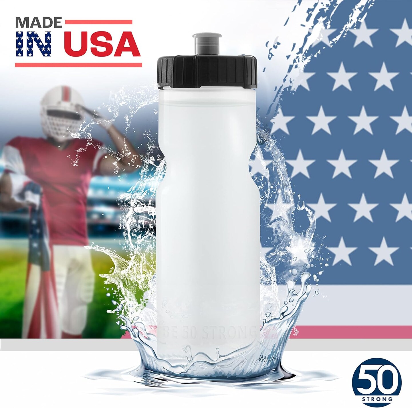 Sports Water Bottles – Reusable 22 oz BPA-Free Plastic Bottles (Clear)