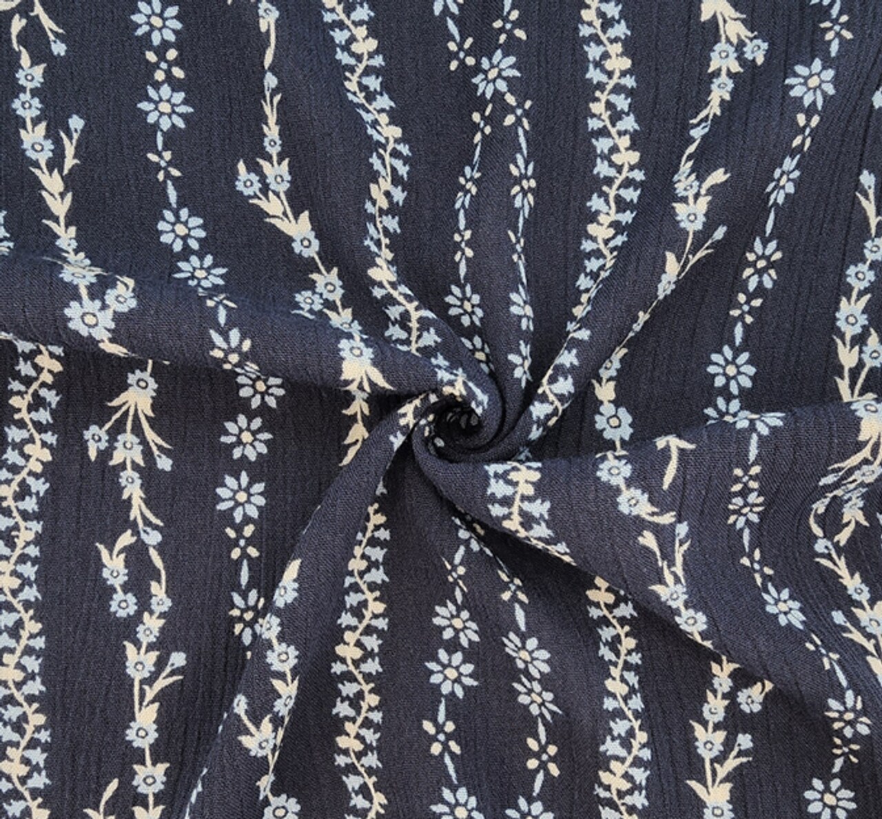 1 Yard Navy Blue Rayon Crinkle Apparel Fabric, 100% Rayon, 50/52” Wide
