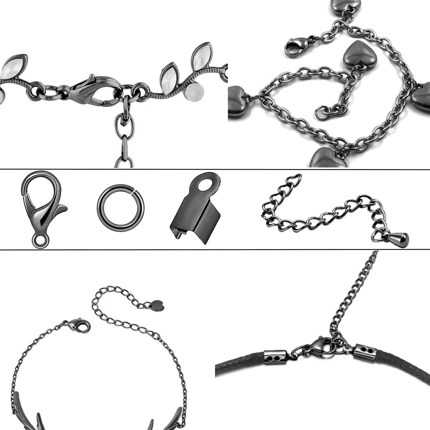 580 Pieces Jewelry Making Accessories Set Over Cord End Caps 50 Lobster Claw Clasps