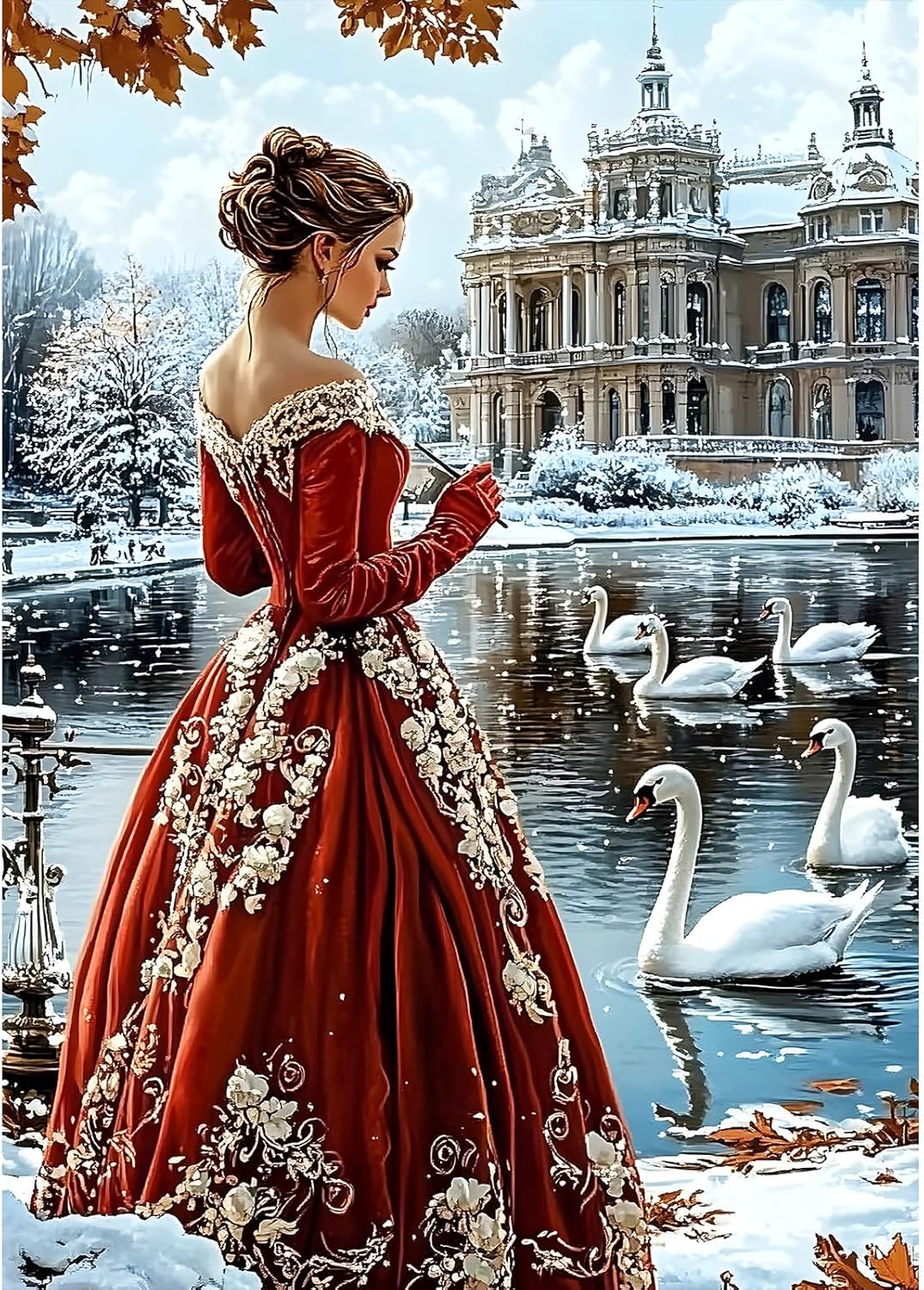 Red Dress Woman Diamond Art Painting Kits for Adults 12x16 Inch