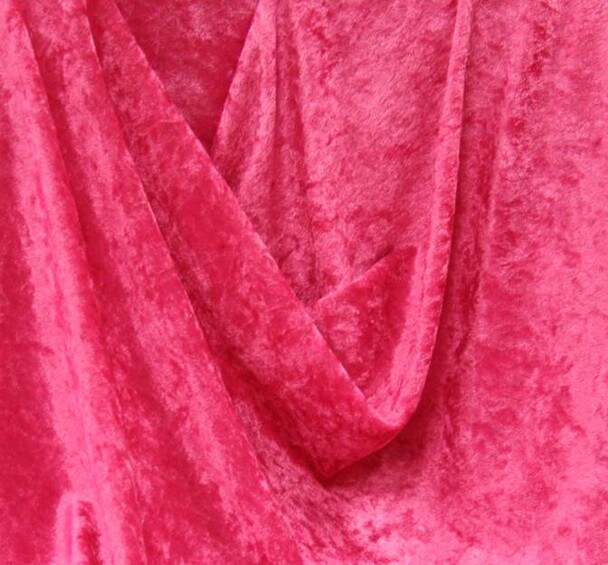 1 Yard Fuchsia Crushed Panne Velour Fabric 58/60" Wide, 100% Polyester, Shiny Stretch Velvet for Apparel & Crafts