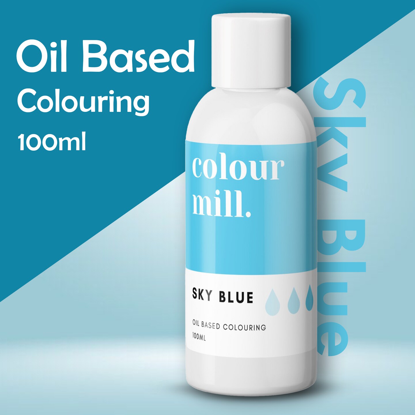 100ml Sky Blue Oil Based Food Coloring for Buttercream Cake Gel Vegan Halal Kosher