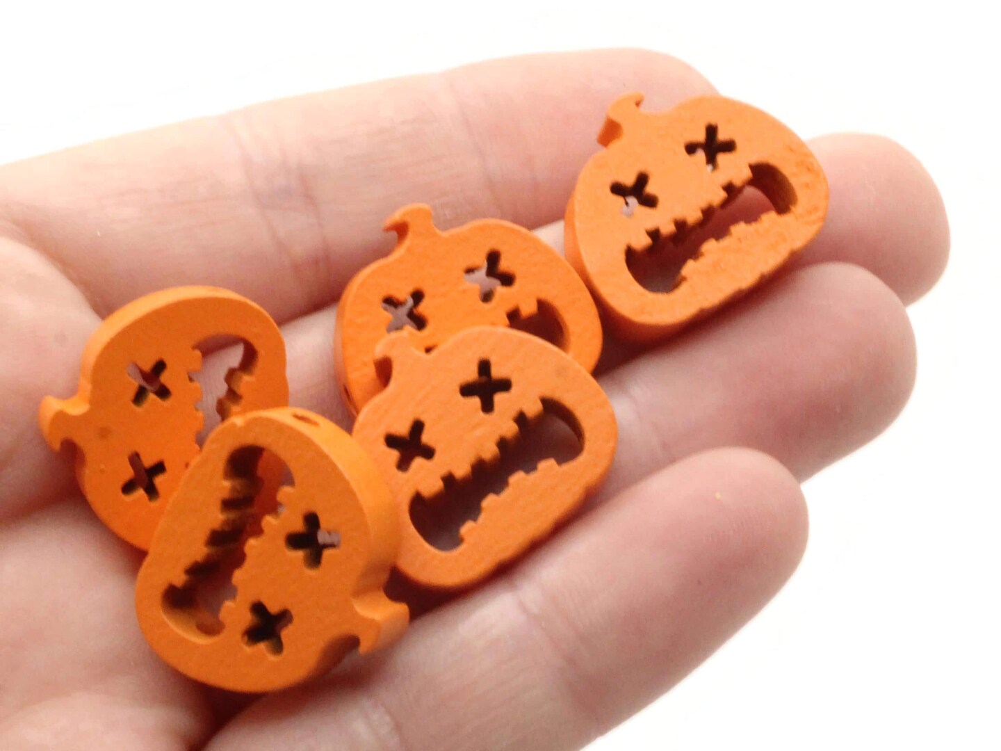 12 20mm Wooden Orange Pumpkin Beads Jack O' Lantern Halloween Beads to String