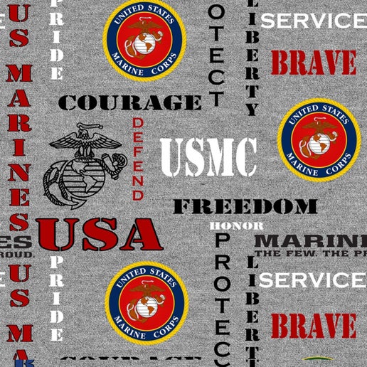 Sykel Enterprises U.S Marines Heather Print Cotton Fabric by the Yard