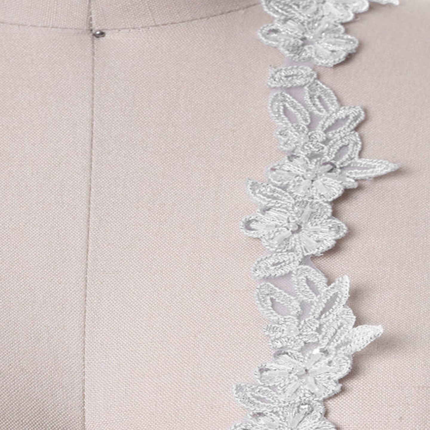 1 Yard 1 Inch Ivory Beaded Bridal Veil Lace Trim for Wedding Gowns Veils Accessories