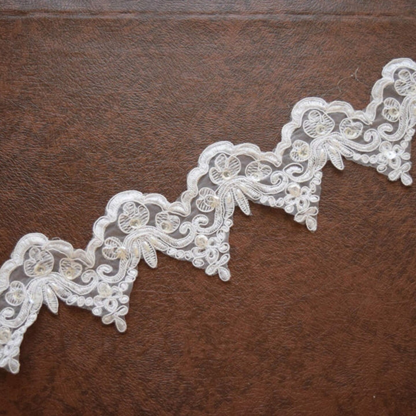 1 Yard 2.5 Inch Optic Ivory Sequin Beaded Bridal Lace Trim Organza Pearls for Veils and Edging