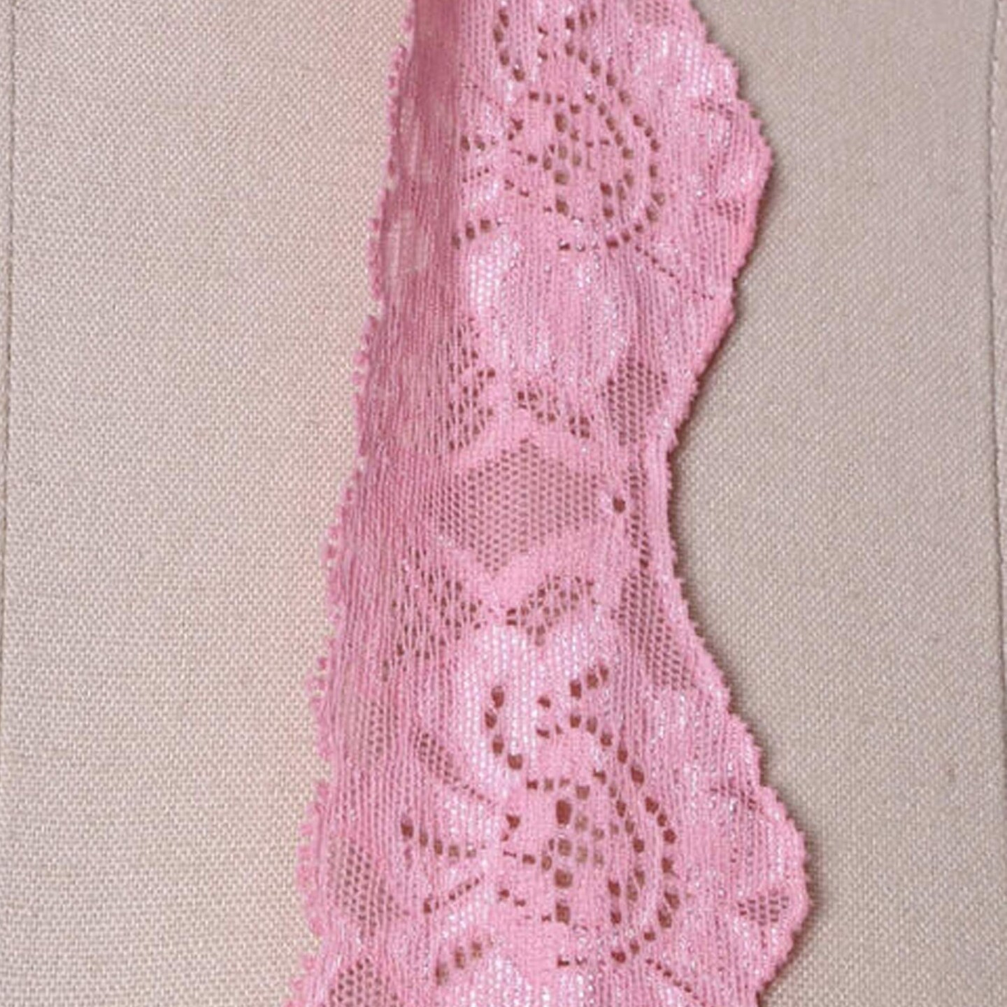 2 Yards Carnation Pink Floral Scallops Banding Stretch Elastic Lace Trim Soft Stretch Lace for Apparel