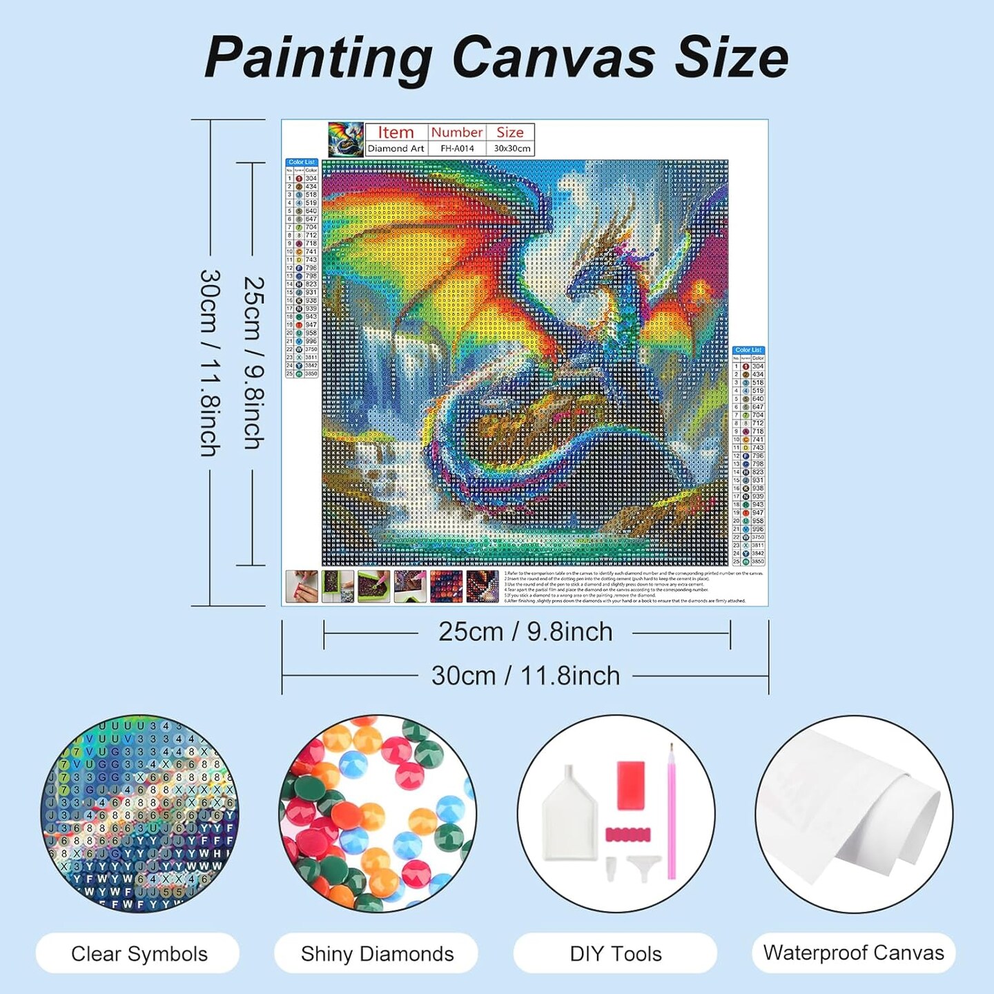 5D Dragon Diamond Painting Kit – DIY Full Drill, 12×12 Inch, Beginner-Friendly Wall Art