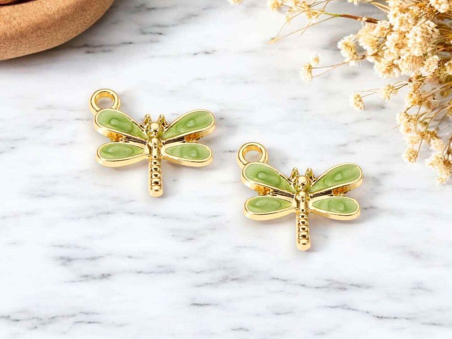 16x15mm Gold Plated Enamel Dragonfly Charms - Choose Your Color