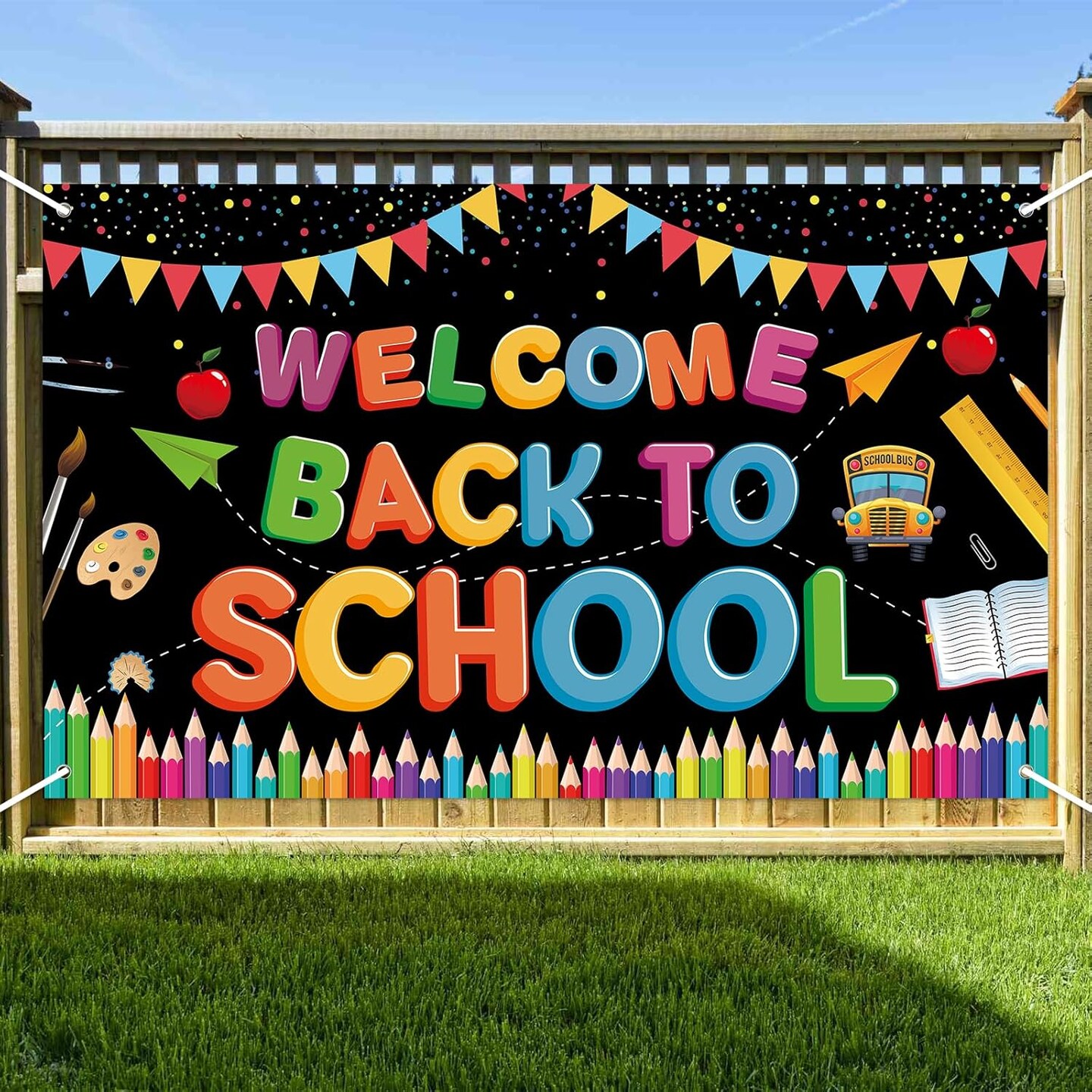 Welcome Back to School Banner (Multicolor) 72 x 44 Inch