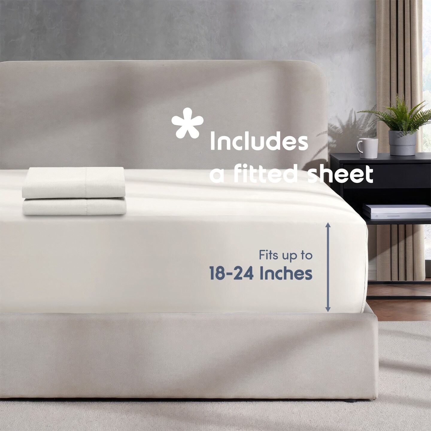 Hearth & Harbor Duvet Cover With Fitted Sheet Soft Double Brushed Bedding Set