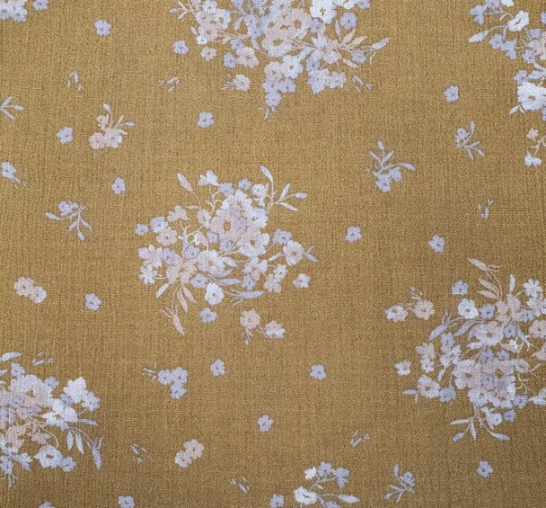 1 Yard Mustard Gold Rayon Crinkle Fabric for Skirts Blouses Dresses and Lightweight Apparel 50/52" Width