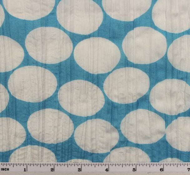 1 Yard Blue and White Crinkled Voile Polka Dot Apparel Fabric, 48/50″ Width, 100% Polyester