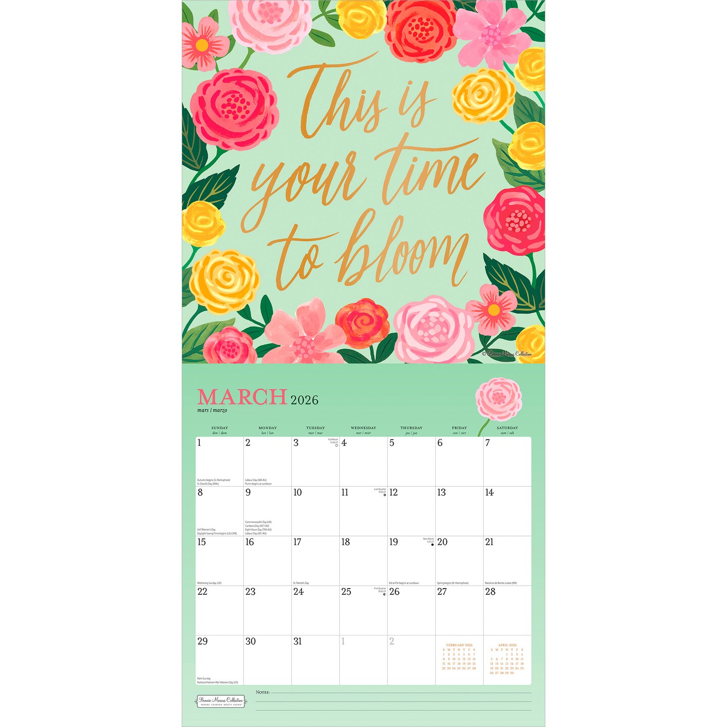 Bonnie Marcus OFFICIAL | 2026 12 x 24 Inch (Hanging) Monthly Square Wall Calendar | Foil Stamped Cover