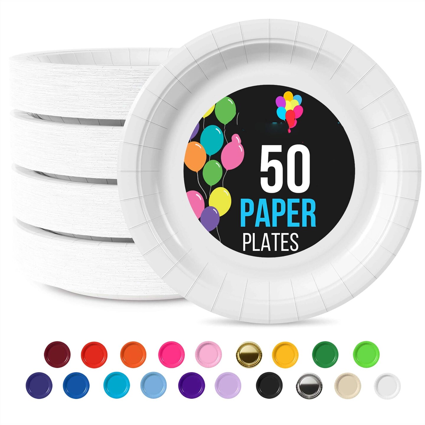 50 Count White Paper Plates Elegant Disposable Plates For Parties And Events 7 Inch