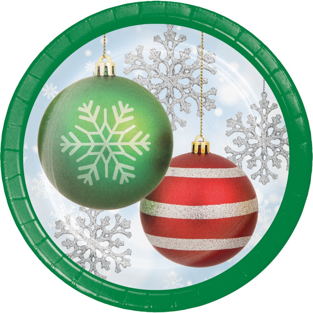 Sparkling Ornaments Holiday7&#x22; Paper Plates - 8ct