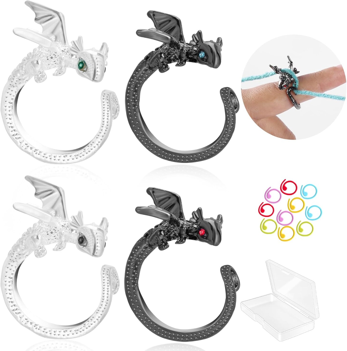 4PCS Crochet Rings, Dragon Tension Rings