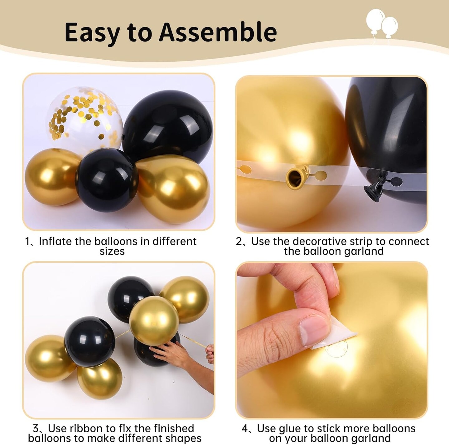 140pcs Black and Gold Party Balloons (Black and Gold) 10 x 12 x 5 inches