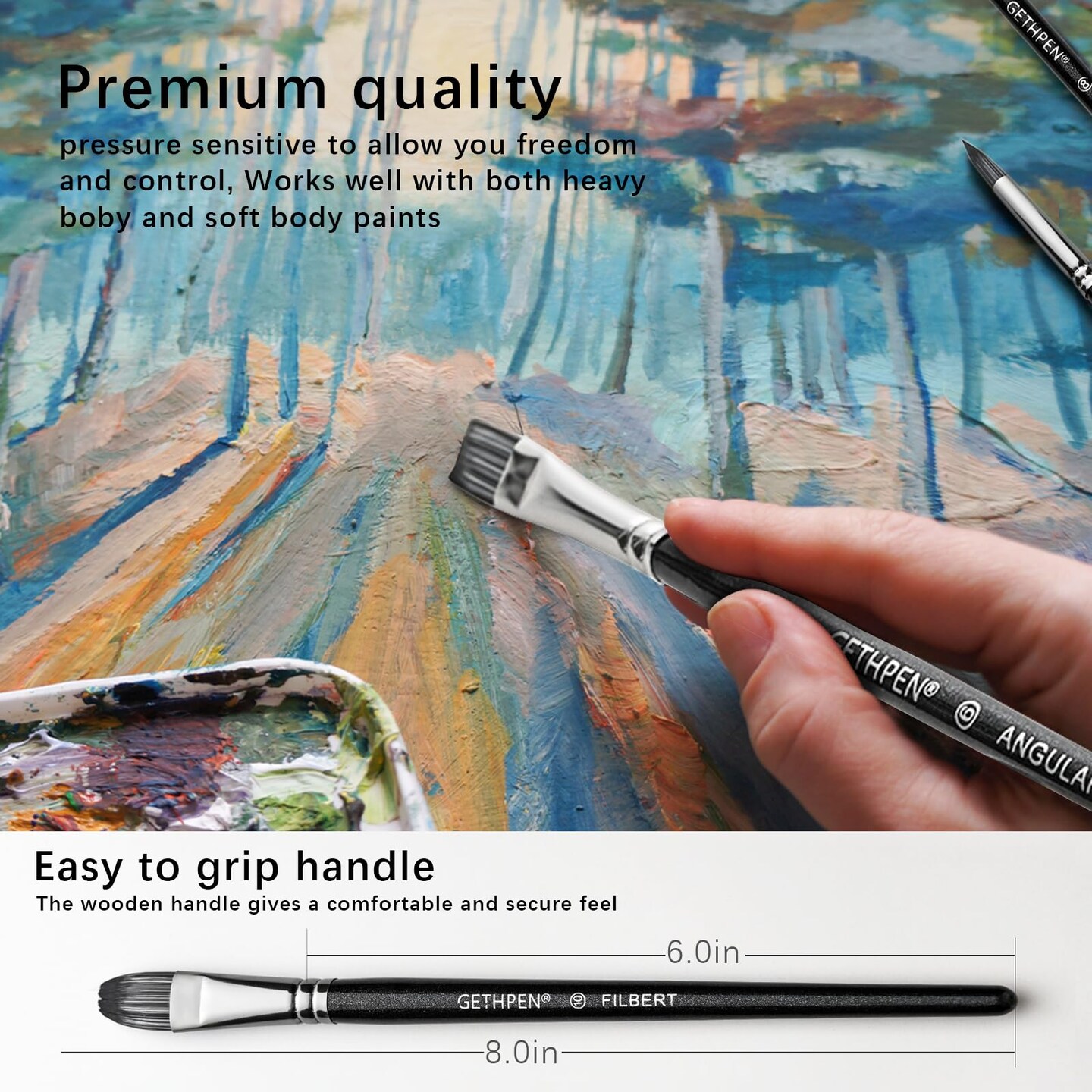 Artist Paint Brush Set of 14 - Paint Brushes for Acrylic Painting, Canvas, Watercolor or Fabric - Painting Art Supplies for Beginners and Experts - Great for Water, Oil or Acrylic Painting