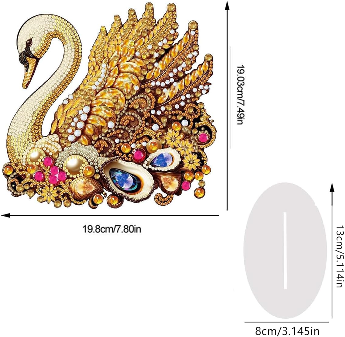 Diamond Art Kit for Adults – Swan Special Gem Desktop Ornament, Double-Sided DIY Diamond Art Tabletop Stand-Up Decor