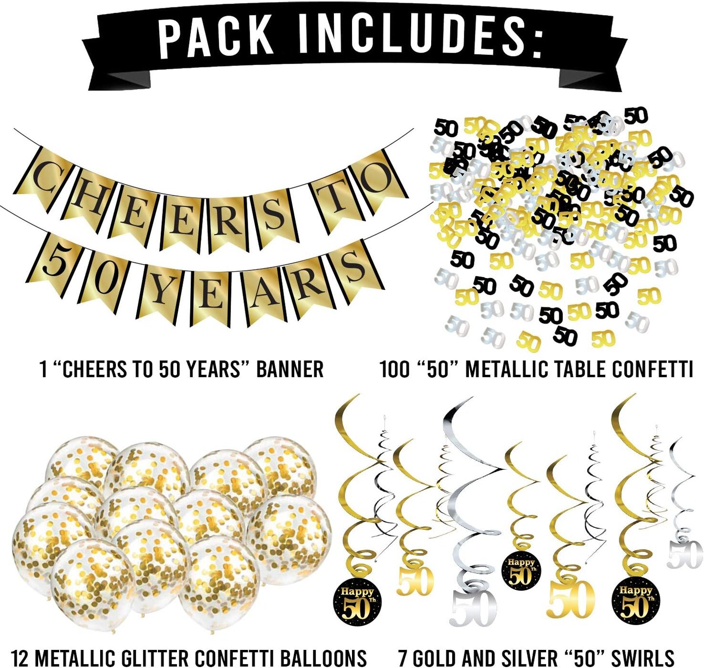 50th Birthday and Anniversary Decorations Party Pack