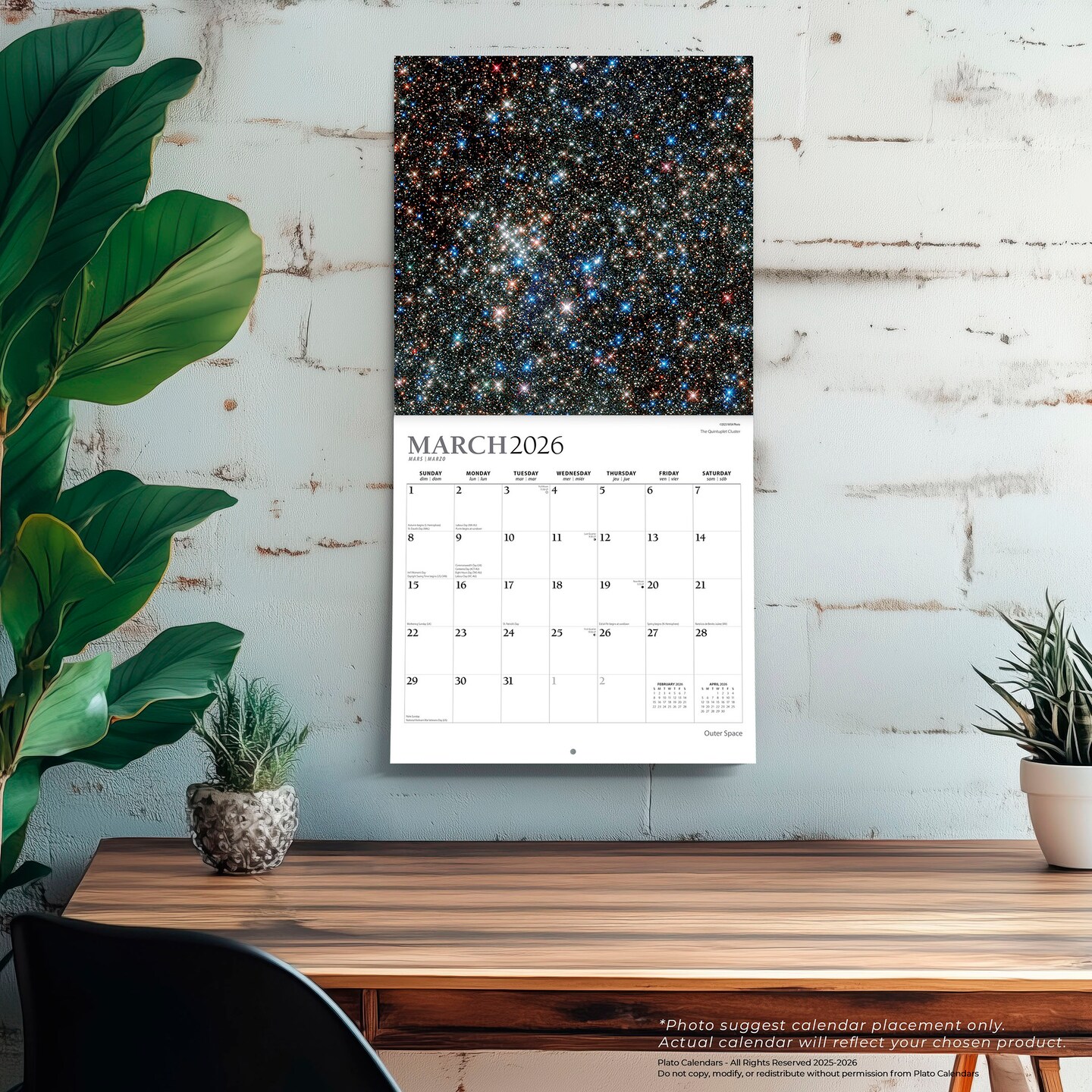 Outer Space | 2026 12 x 24 Inch (Hanging) Monthly Square Wall Calendar | Foil Stamped Cover