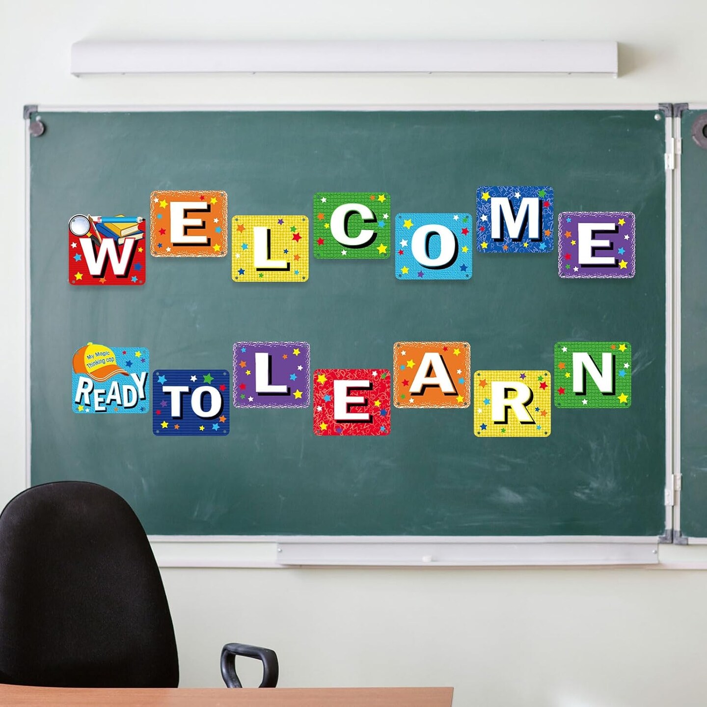 Welcome Banner for First Day of School (Black) 11&#x22;L x 9.4&#x22;W