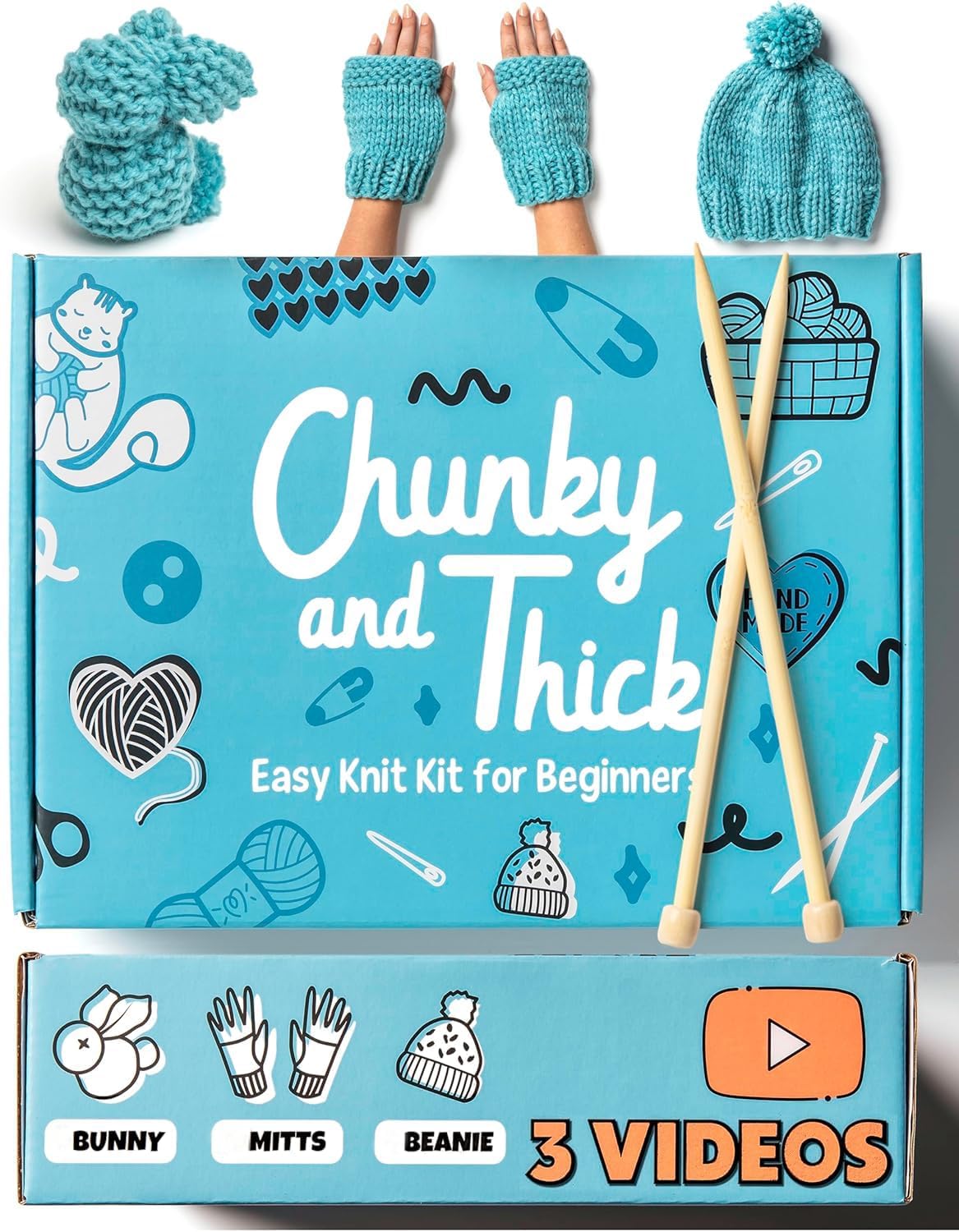 Complete Knitting Kit for Beginners (Teal) 9.8 x 7 x 2.75 inches