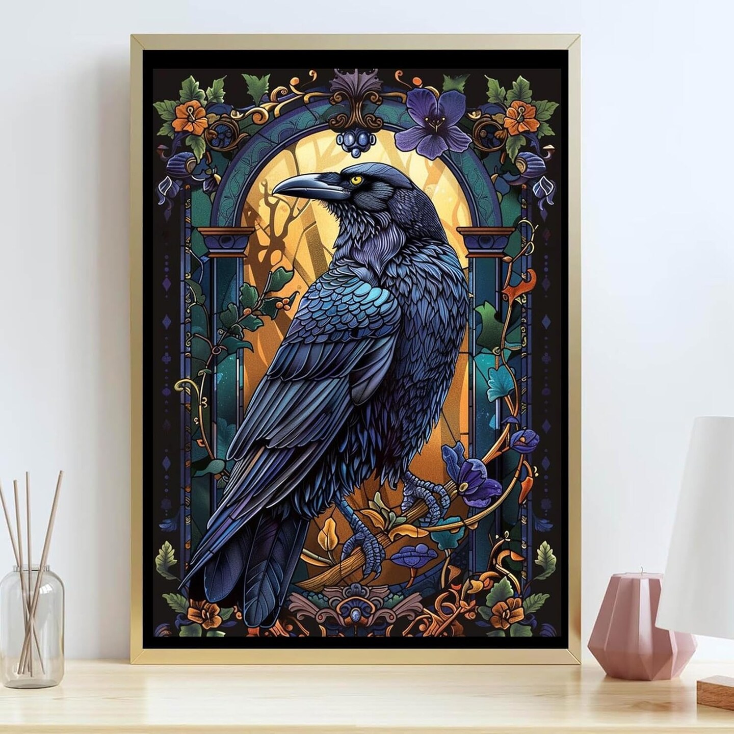 Crow Diamond Painting Kits for Adults, Raven DIY 5D Diamond Art Kits Full Drill Diamond Dots Paintings with Diamonds Gem Art and Crafts Home Decor 12x16inch
