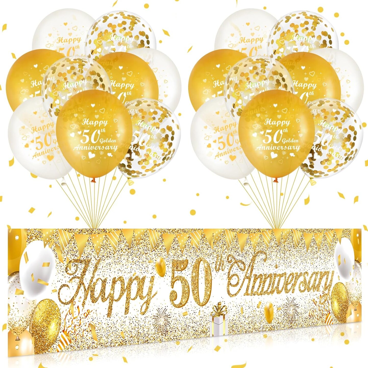 50th Wedding Anniversary Decorations White Gold (White Gold/Champagne)