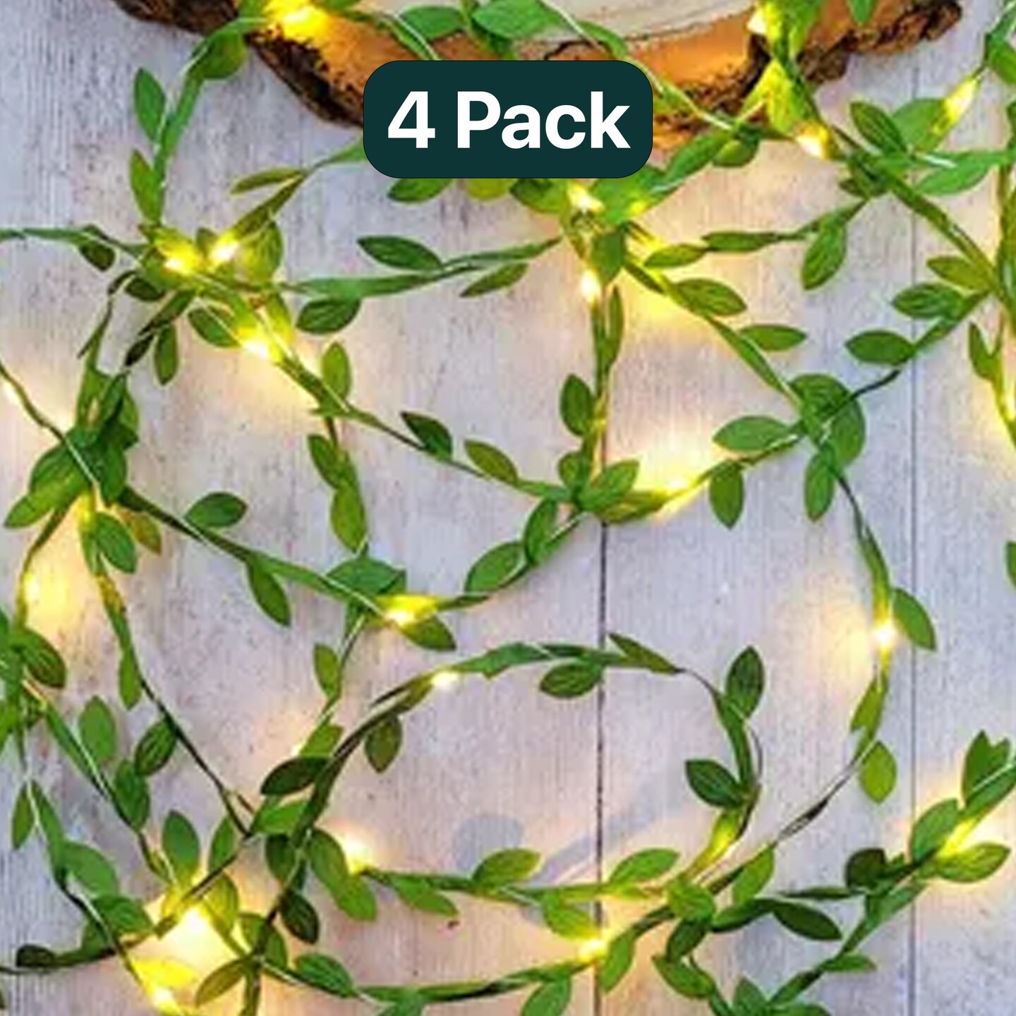 96 LED Green Leaf Fairy Light Curtain for Indoor and Outdoor Decor