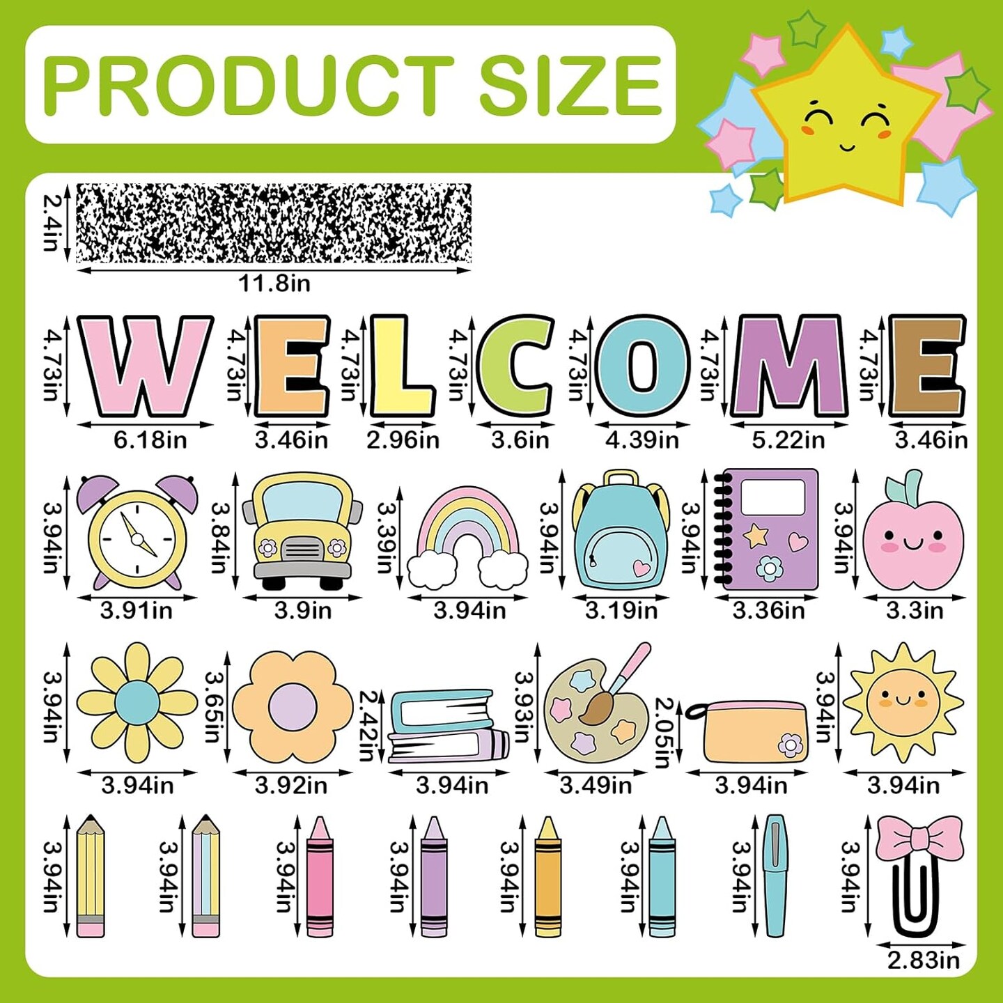 63 Pcs Girl Style Bulletin Board Decoration Set