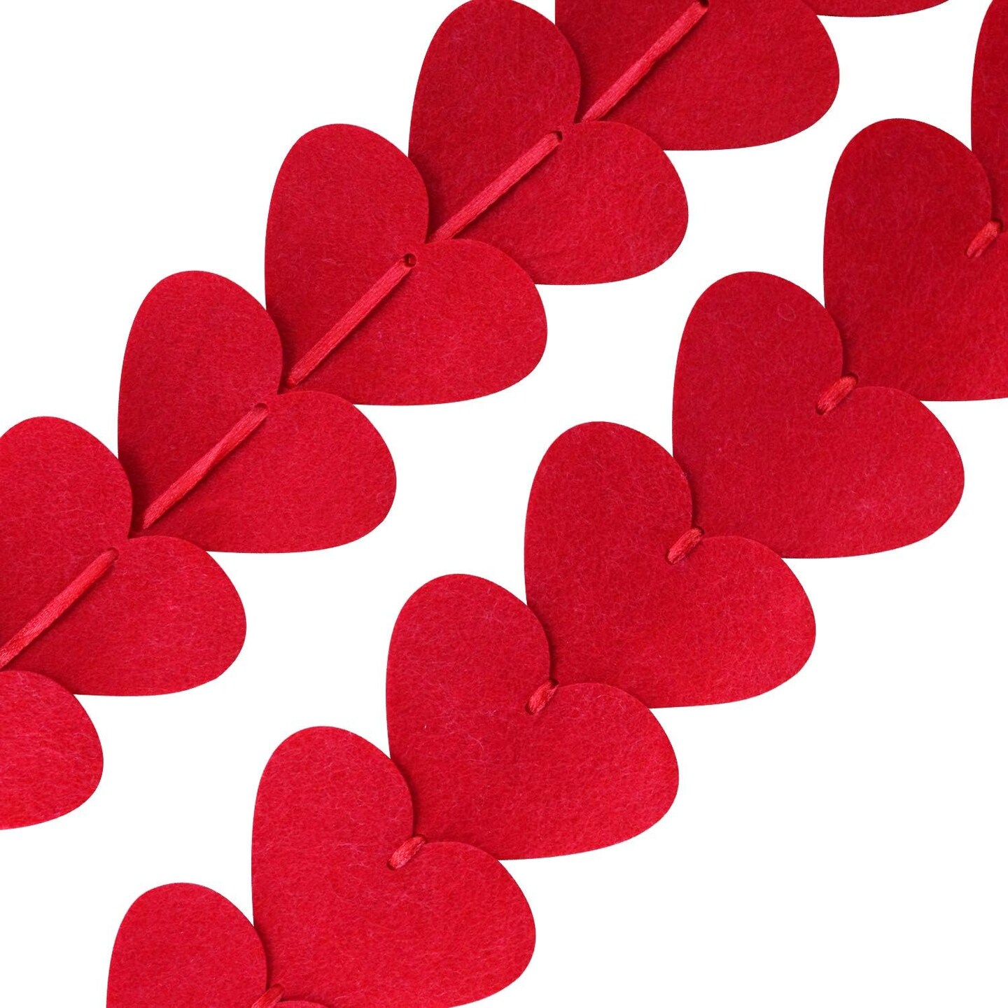 72 Red Hearts Felt Party Garland