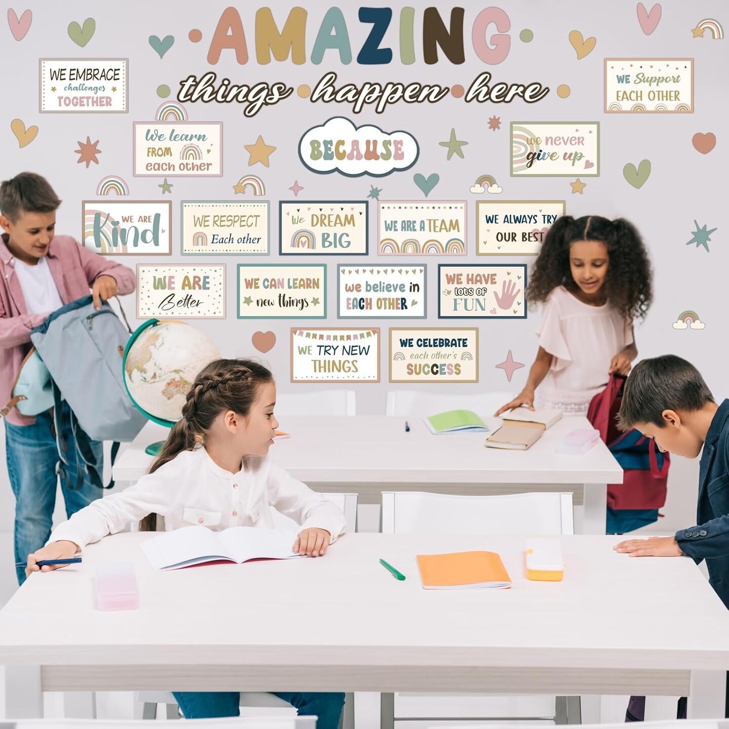 62 Pcs Classroom Boho Bulletin Board Decorations