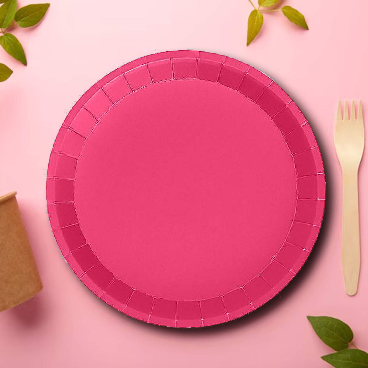 10 Count Hot Pink Small Disposable Paper Dessert Plates for Party 7.25 Inch