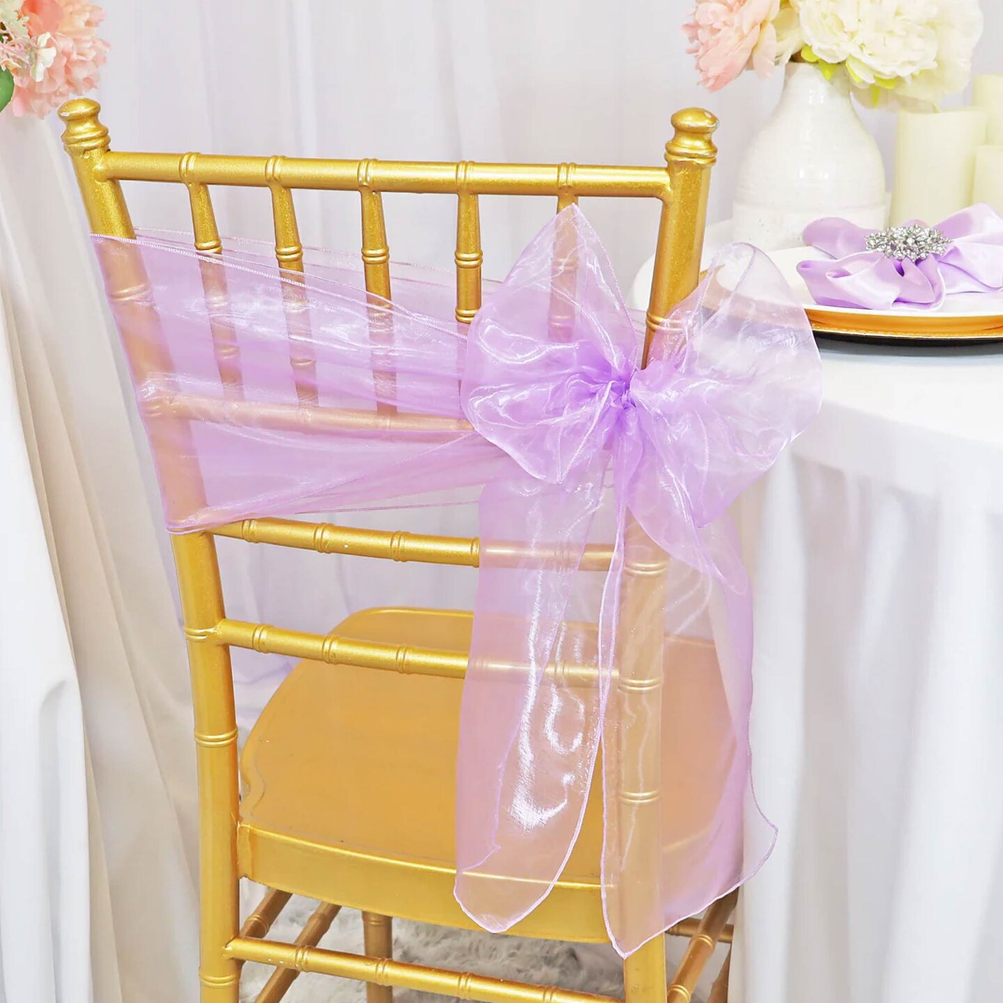 10 Pieces Lavender Organza Chair Sashes 8"x108" Wedding & Event Decor