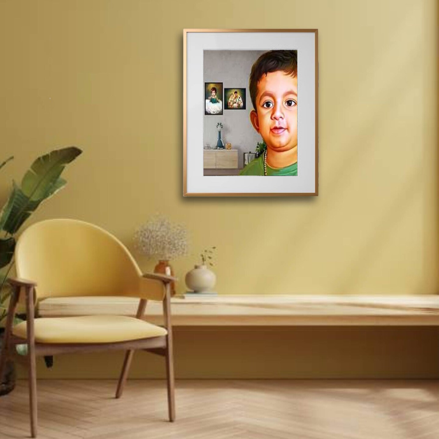Gold Aluminum Frame with Mount, 16x20" Horizontal/Vertical, No-Nail Hanging!