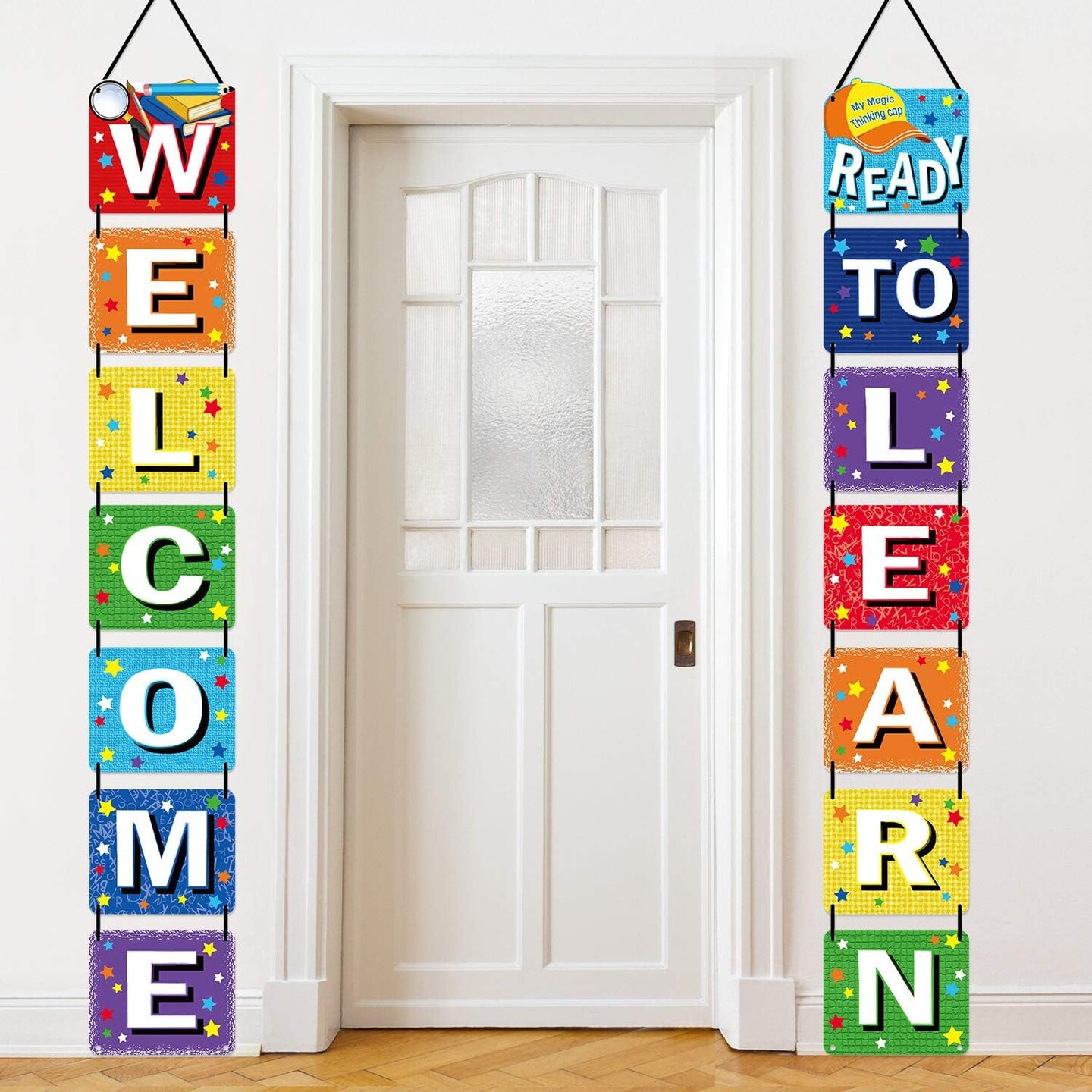 Welcome Banner for First Day of School (Black) 11&#x22;L x 9.4&#x22;W